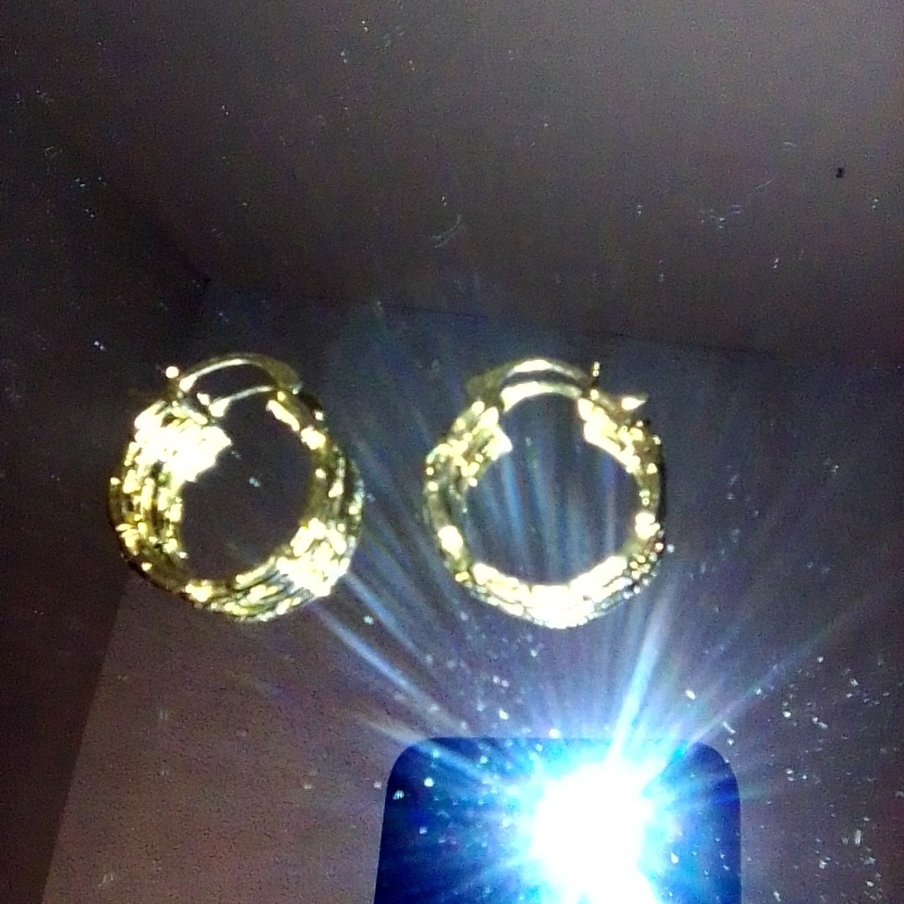 Gold and Silver Crystal Hoop Earrings - Picture 3 of 3